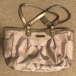 Cream and Gold Coach Purse